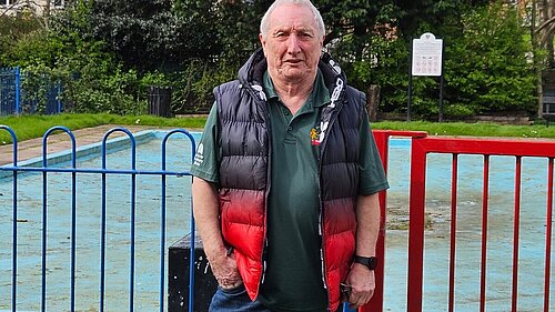 Adrian Beavis Broadwaters By-Election Candidate next to the saved splash pool St Georges Pool Saved!